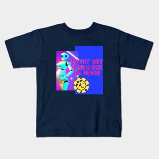 Every day a new one is born - AI robots Kids T-Shirt